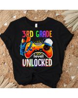 Gamer Back To School Gamepad 3rd Third Grade Level Unlocked Shirt Unisex Standard T-Shirt black s